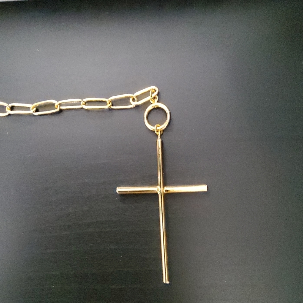 Artisan Made Gold Cross Toggle Pendant Necklace - Picture 6 of 8